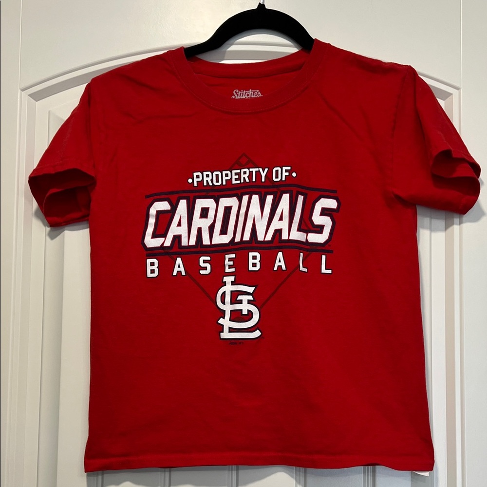 Stitches Red Cardinals Baseball Kids Tee